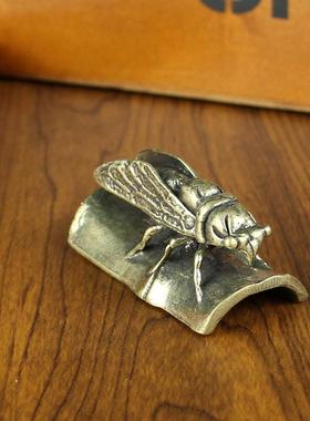 纯黄铜知了摆件大号桌面茶桌茶艺茶宠摆件创意蝎子蜗牛小铜器金属