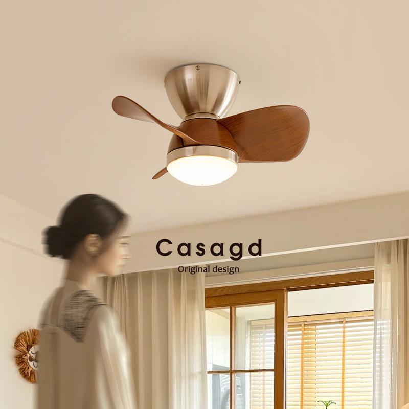 中古风古铜色风扇吸顶灯胡桃木色吊扇灯北欧卧室灯书房餐厅灯casa