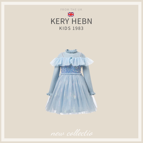 KeryHebn艾莎公主裙女童秋冬冰雪奇缘网纱连衣裙女孩生日礼服裙