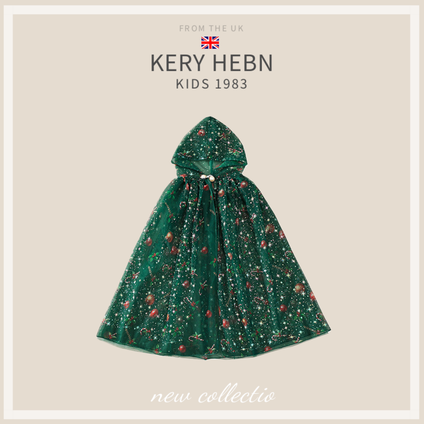 KeryHebn圣诞节儿童春秋披肩披风服装女童冰雪奇缘公主披纱斗篷