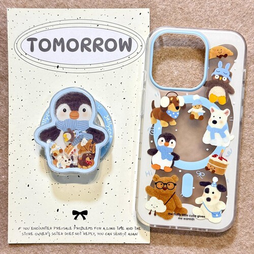 可爱jellycat围巾企鹅磁吸支架适用iPhone16promax手机壳17promax新款14卡通趣味13小众女12p高级感15防摔套