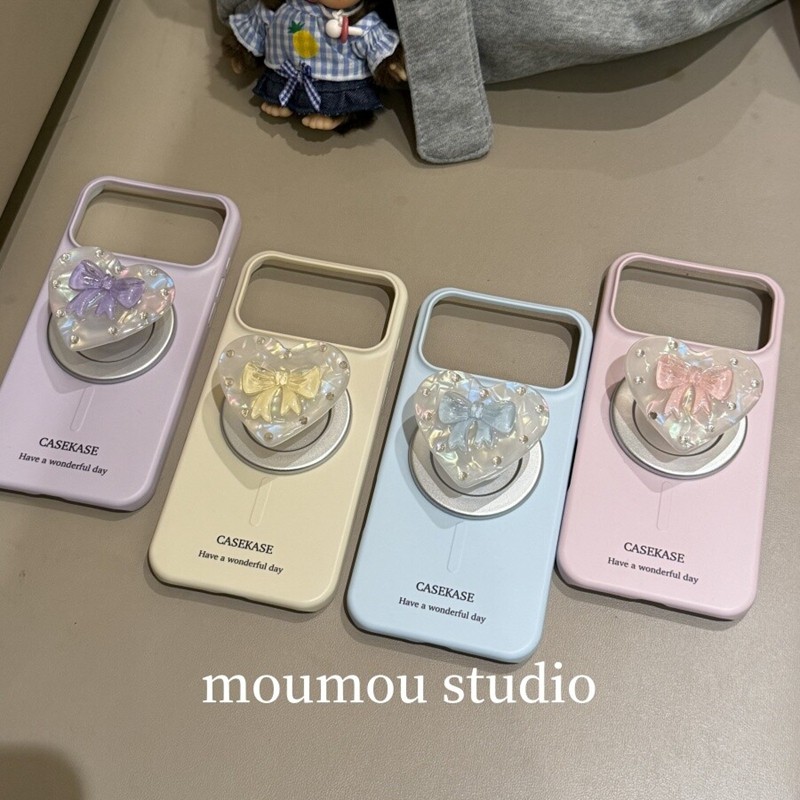 ins纯色贝壳纹爱心蝴蝶结磁吸支架适用苹果17promax新款iPhone16promax菲林手机壳15pm甜美17少女心16P保护套,3C数码配件,手机保护套/壳,淘宝优惠券,粉丝福利购,淘宝优惠卷