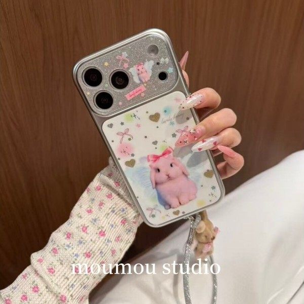 ins韩系油画闪粉兔子适用于iphone17promax苹果16promax新款15pro可爱卡通14小众少女13高级感17创意16保护套,3C数码配件,手机保护套/壳,淘宝优惠券,粉丝福利购,淘宝优惠卷