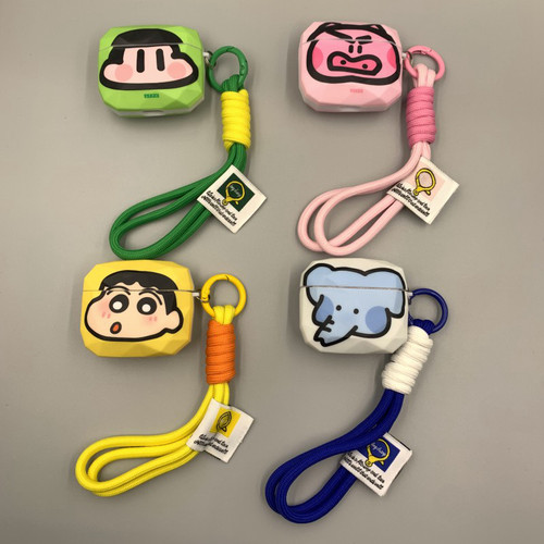 卡通小象小新左卫门适用AirPods1/2代新款AirPods3代苹果AirPods4耳机套无线蓝牙耳机壳Airpodspro2代耳机盒