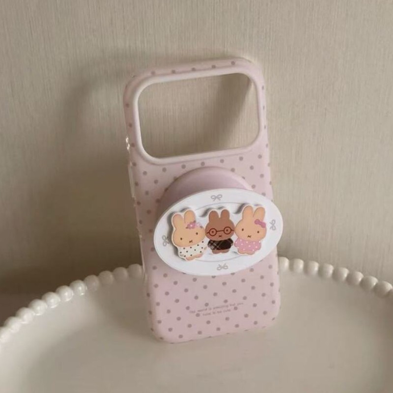 韩系粉底波点米菲兔磁吸支架适用苹果17promax新款iPhone16promax手机壳17小众可爱14Pro卡通13少女15P保护套,3C数码配件,手机保护套/壳,淘宝优惠券,粉丝福利购,淘宝优惠卷