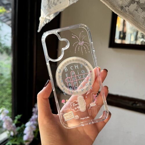 Love u 系列原创设计字母可爱插画ins透明磁吸适用16promax手机壳17promax少女新款14简约15小众13全包防摔套