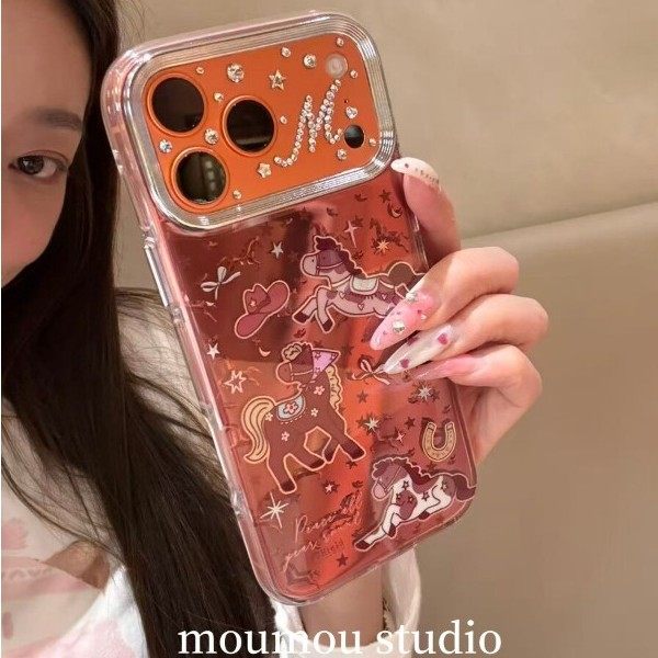 创意棕底镭射花朵小马适用于iPhone17promax马年新款苹果16promax手机壳15pro个性小众14少女心17高级保护套,3C数码配件,手机保护套/壳,淘宝优惠券,粉丝福利购,淘宝优惠卷