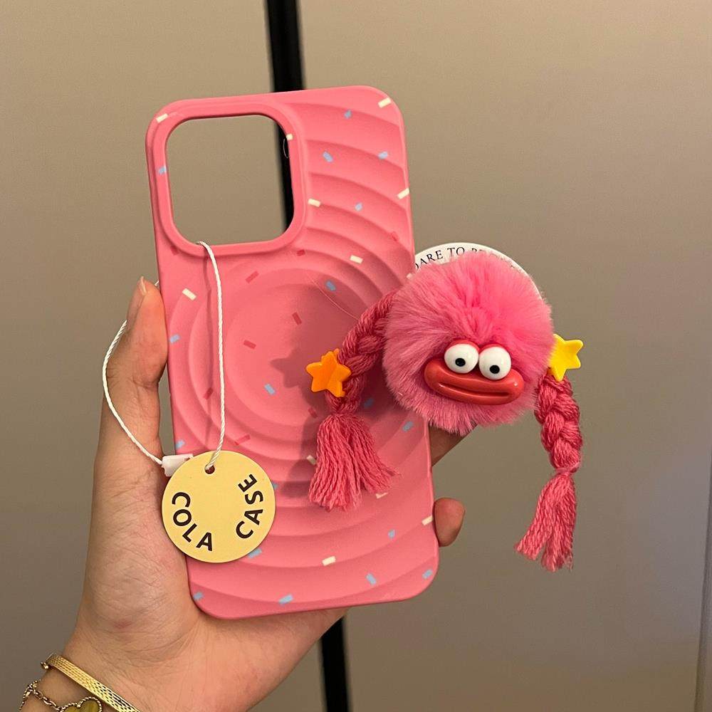 日韩ins趣味卡通毛绒辫子磁吸支架苹果16promax手机壳iPhone14女新款13超好看12小众15Pro高级感14pro保护套,3C数码配件,手机保护套/壳,淘宝优惠券,粉丝福利购,淘宝优惠卷