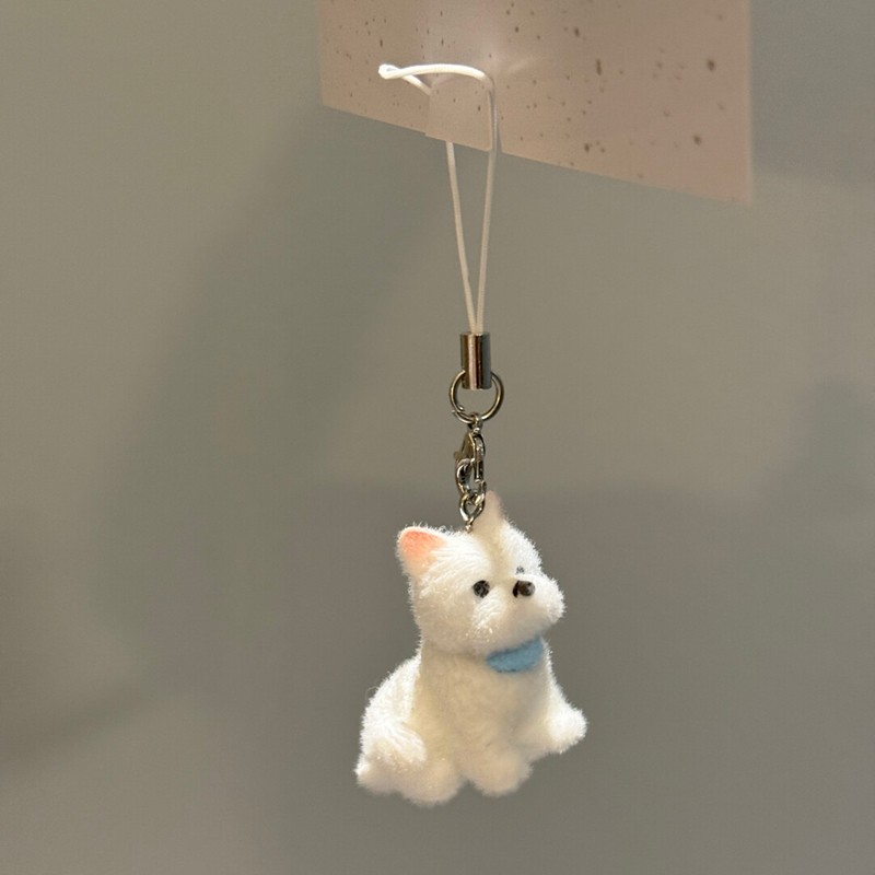 超萌卡通可爱白色西高地吊坠挂件小众百搭少女包包挂件趣味车车挂件甜