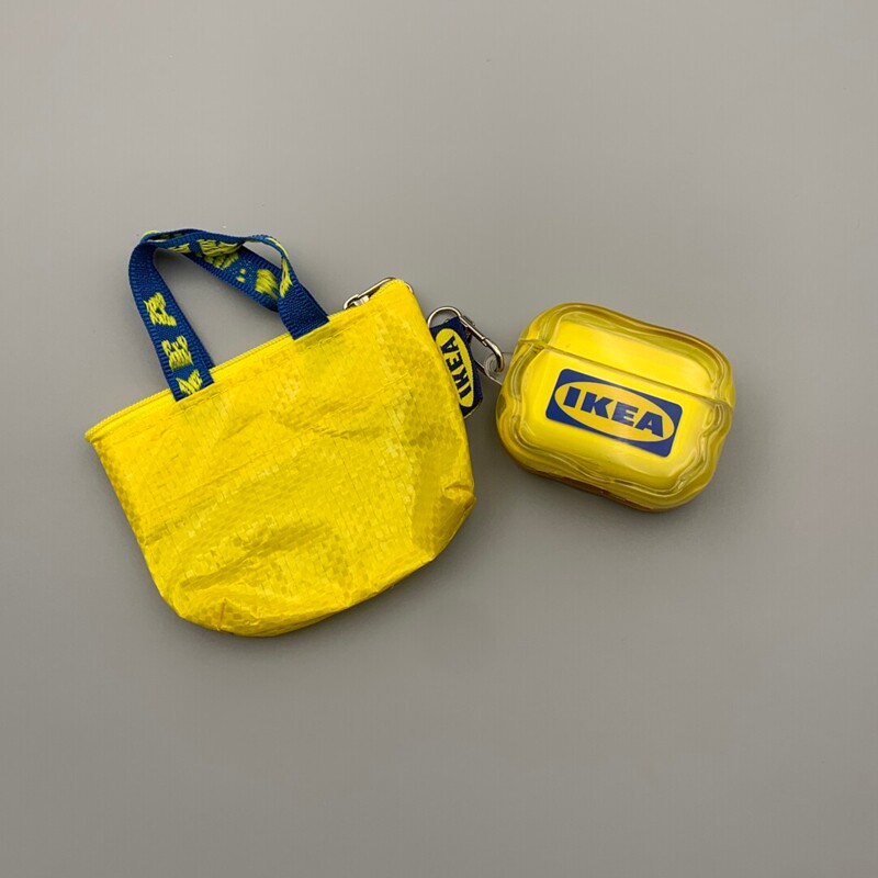 创意ins宜家编织购物袋挂件适用苹果AirPods1/2无线蓝牙