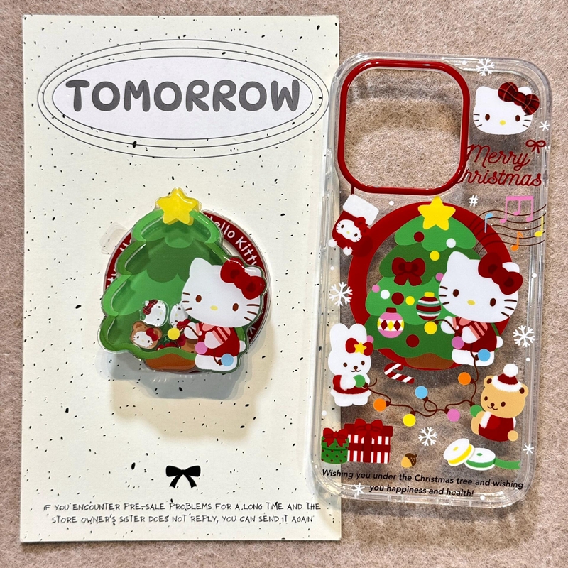 圣诞卡通HelloKitty摇摇乐支架适用iPhone16promax手机壳15promax新款14可爱少女心13趣味小众16全包防摔套潮