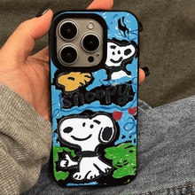 手绘涂鸦史努比适用苹果IPhone15promax手机壳13pro新款14promax小众高级12个性趣味16不会撞壳15p创意防摔套