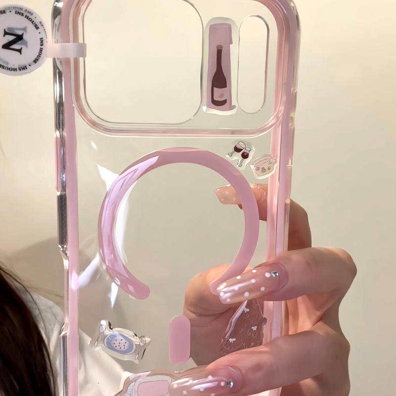 可爱小熊闹钟小屋燕子磁吸支架适用苹果17promax新款iPhone16promax手机壳15少女13个性14卡通17二合一保护套