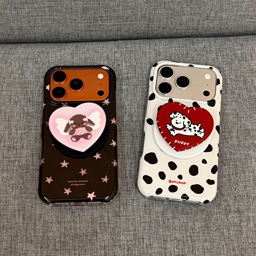 白色斑点狗黑棕色粉星翅膀小兔爱心磁吸苹果17promax新款iPhone16promax手机壳15P甜美17少女心14P全包保护套