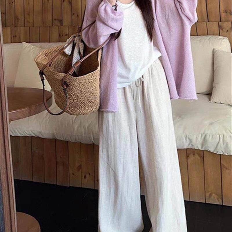 2026春夏新款纯色薄款防晒衣外套慵懒风宽松针织开衫马卡龙色上衣