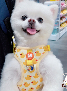 可爱卡通蓝色象透气宠物狗牵引绳博美大中小型犬胸背带toffy同款