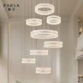 PSM6227 楼梯艺吊吊灯现代轻奢水晶灯复式 楼梯圆环客厅水晶术灯具