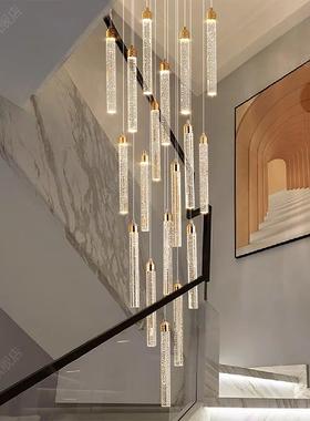 楼梯吊灯现代简约空大气11111111别墅中挑高lotf旋转水晶客楼厅复