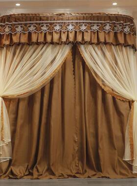 轨式光蚊帐防导尘宫KGZ廷落家地遮U型双层用三开门床幔加粗加厚伸