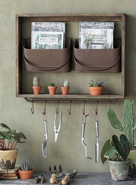 赫弗工曼挂钩花架置架复古物做旧园艺具收造纳架TP370阳台景装饰