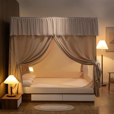 U型三开门遮光尘坐防床蚊帐回底床笠式宝防BCK家摔宝用欧式拆卸床