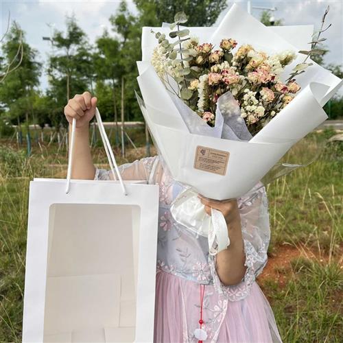 成品玫瑰干花花束真花小清新送男女朋友毕业情人节花束装饰生日