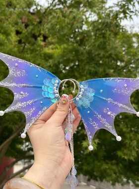 人鱼耳饰鲛人耳人鱼耳头饰耳挂汉服头饰美人鱼儿童饰品cospla边夹