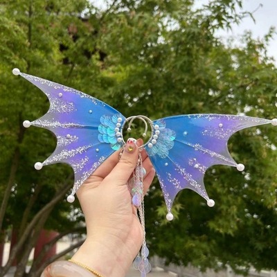 人鱼耳饰鲛人耳人鱼耳头饰耳挂汉服头饰美人鱼儿童饰品cospla边夹