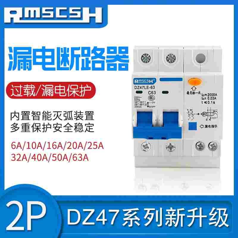 DZ47LE断路器 漏电空气开关 带漏电保护器 2P 6A-63A 工厂直销