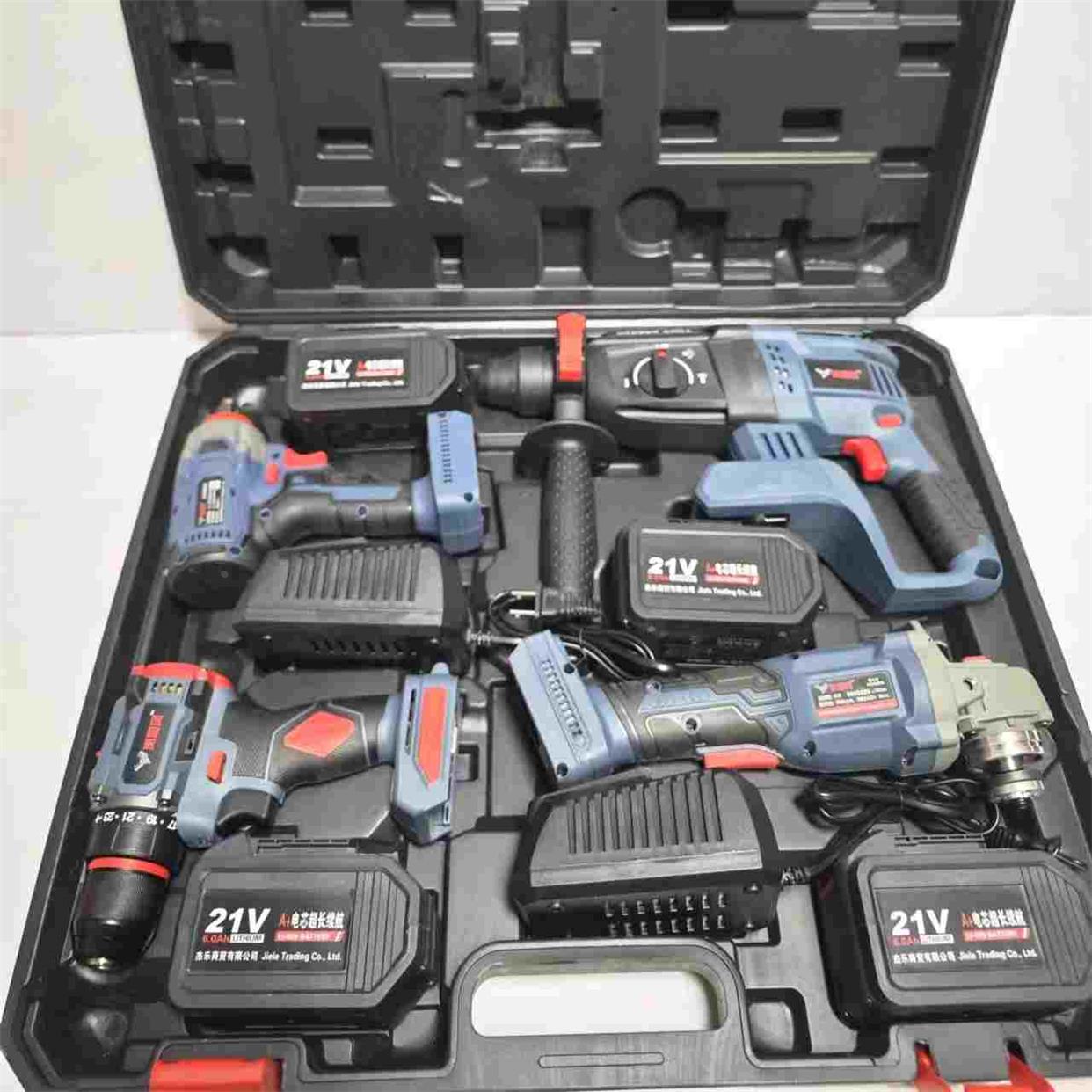 德国进口岚飓风锂电池无刷充电电锤冲击钻角磨机电动钻扳手四件套