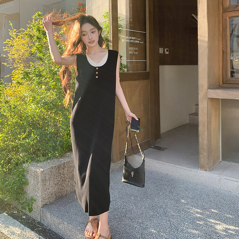 现货2025夏季新款撞色拼接假两件连衣裙095-8186-P125-K188，女装连衣裙，浙宝095(原288A)