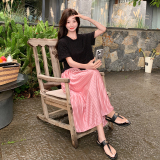 【现货】2025夏装开叉撞色上衣半身裙两件套095-8213-P145-K218，女装连衣裙，浙宝095(原288A)