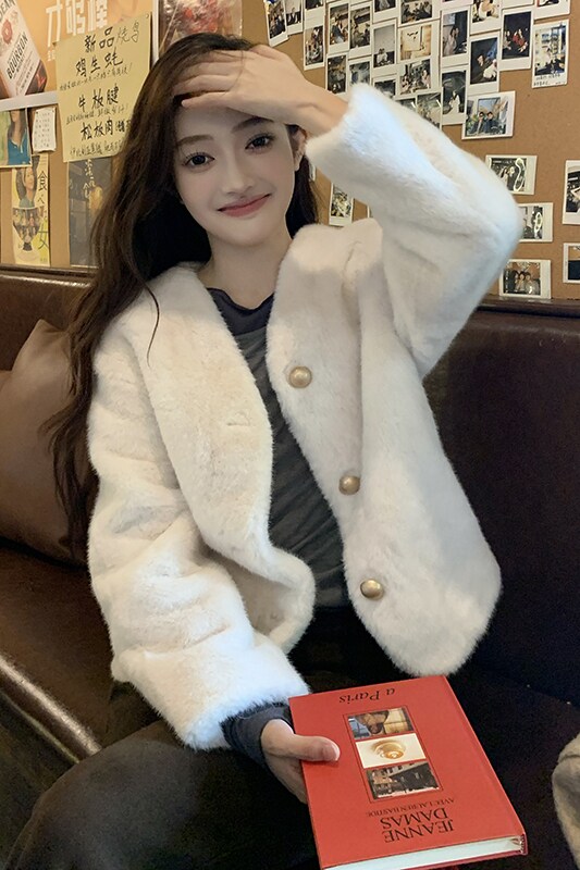 现货2024秋冬新款仿皮草短款皮毛一体毛绒外套095-9122-P135-K218,女装短外套,浙宝095(原288A)
