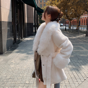 韩版气质名媛风皮草外套女2025冬季新款收腰显瘦保暖加厚毛毛大衣图片