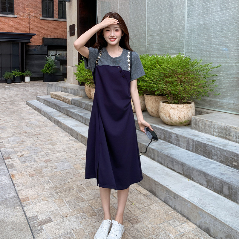 【已出货】2025夏装新款假两件针织连衣裙095-8190-P125-K188,女装连衣裙,浙宝095(原288A)