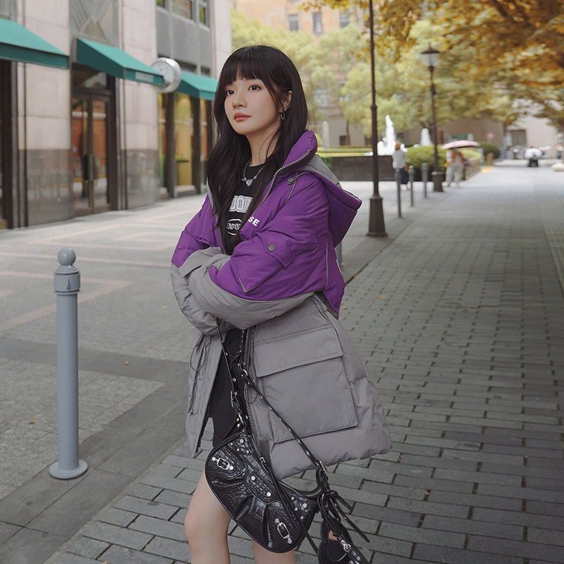【已出货】2023新款撞色拼接工装白鸭绒羽绒服095-936-P245-K358,女装羽绒服,浙宝095(原288A)