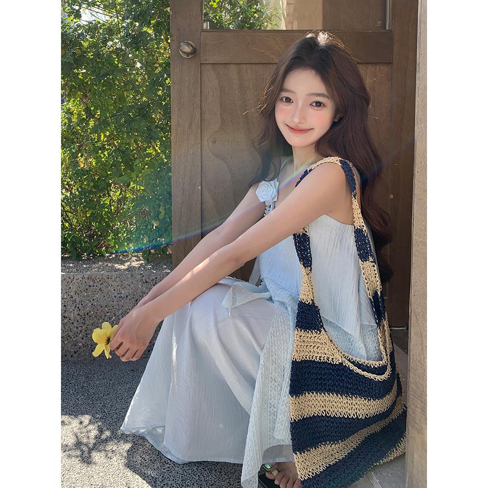 现货2025夏季新款层次感仙女裙蓝色连衣裙095-8183-P135-K198,女装连衣裙,浙宝095(原288A)