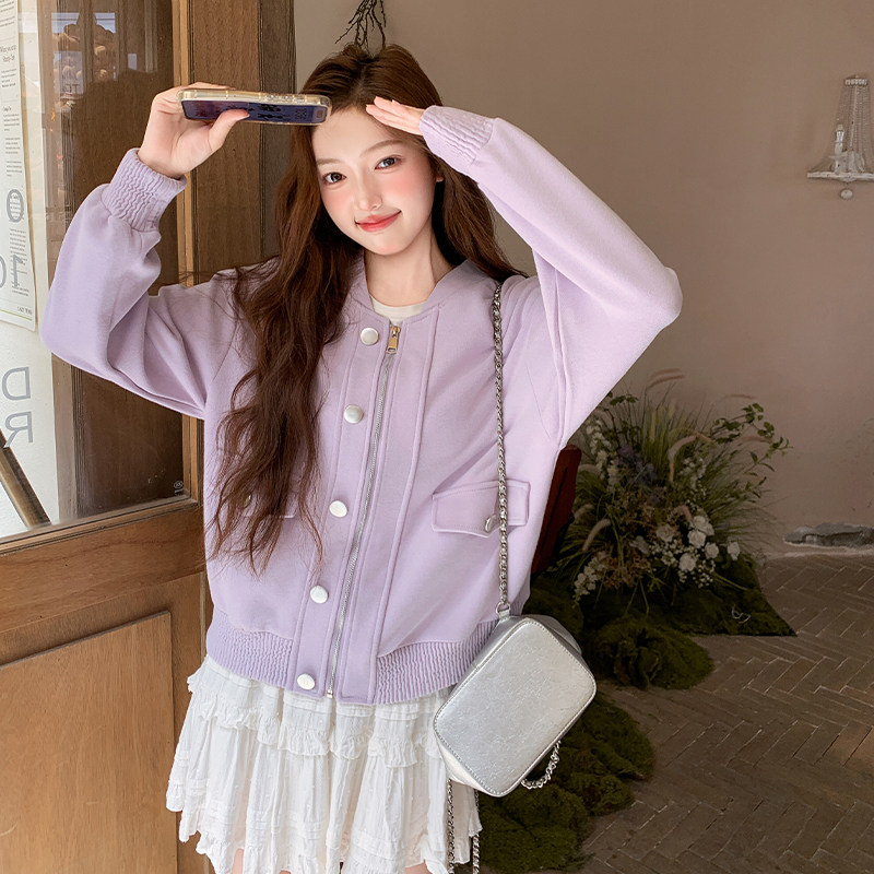 【现货】2025秋装新款紫色棒球服短外套095-8270-P145-K218,女装短外套,浙宝095(原288A)