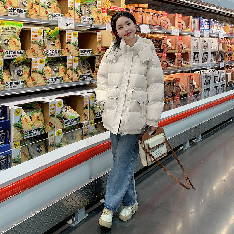 减龄短款加厚连帽羽绒服女2025年冬季新款韩版显瘦保暖白鸭绒外套,女装羽绒服,浙宝095(原288A)