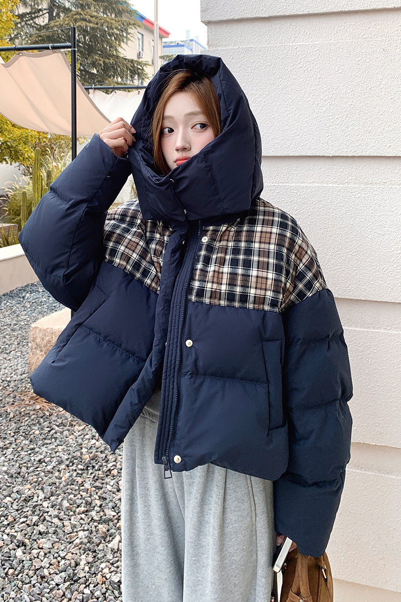 【现货】2025冬装新款格子拼接短款羽绒服095-8372-P255-K388,女装羽绒服,浙宝095(原288A)