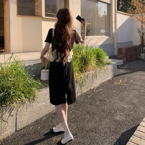 现货2025夏季新款烫钻花边针织假两件连衣裙095-8171-P125-K188图片