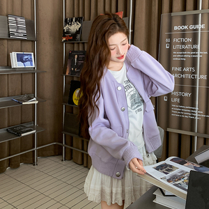 【现货】2025秋装新款紫色棒球服短外套095-8270-P145-K218图片