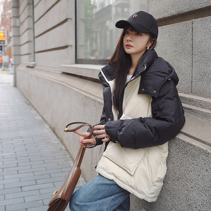 【现货】2024冬季新款撞色拼接白鸭绒羽绒服095-976-P245-K358,女装羽绒服,浙宝095(原288A)