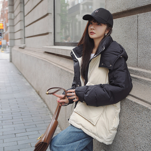 【现货】2024冬季新款撞色拼接白鸭绒羽绒服095-976-P245-K358,十七岁韩版女装搭配冬季图片