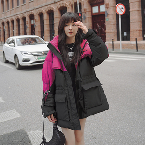 【已出货】2023新款撞色拼接工装白鸭绒羽绒服095-936-P245-K358图片