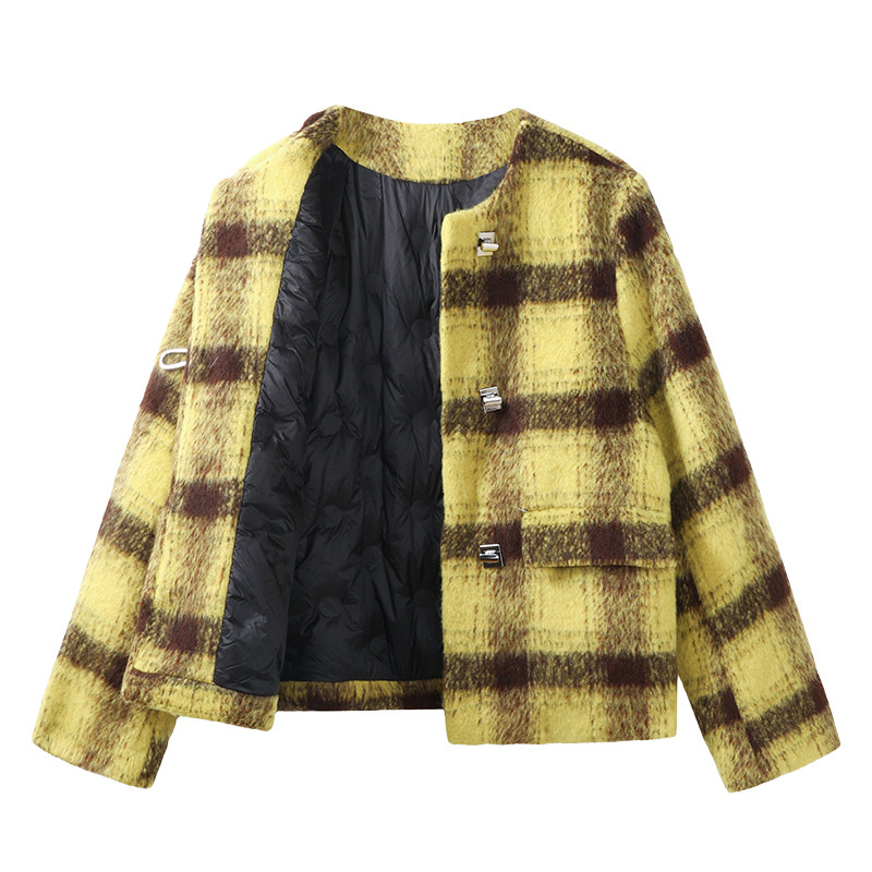 90羽绒内胆带包包现货】毛呢格子小香风羽绒服095-960-P275K398,女装羽绒服,浙宝095(原288A)