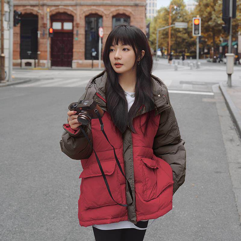 【现货】2024冬季新款撞色拼接白鸭绒羽绒服095-976-P245-K358,女装羽绒服,浙宝095(原288A)