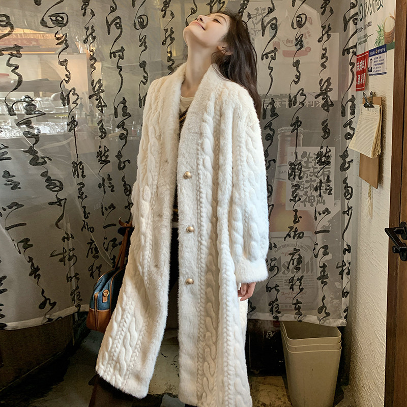 现货2024秋冬长款皮毛一体仿皮草毛绒大衣外套095-9127-P210-K318,女装皮草,浙宝095(原288A)