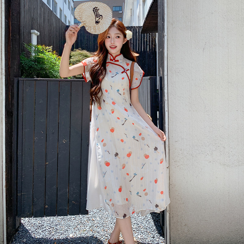 【现货】2025夏装新款新中式风印花连衣裙095-8219-P135-198,女装连衣裙,浙宝095(原288A)