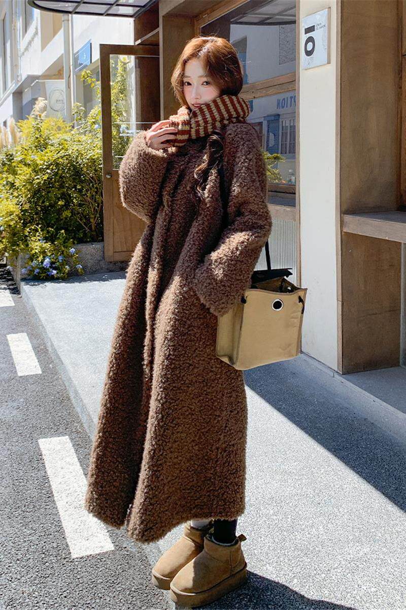 2025冬季韩系减龄气质加厚皮毛一体大衣女温柔显瘦保暖羊羔毛外套,女装皮草,浙宝095(原288A)